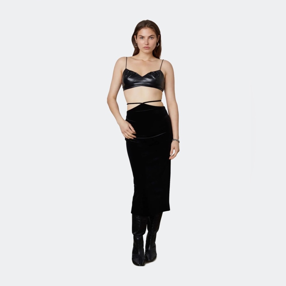 NIA midi velvet skirt | black